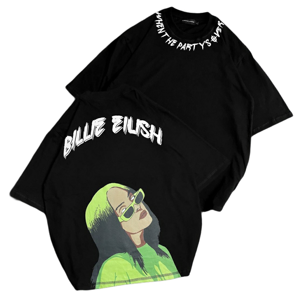 BAJU KAOS Cotton Combed Oversize Cowok/cwek T-SHIRT Motif &quot;Billie Eilish&quot;