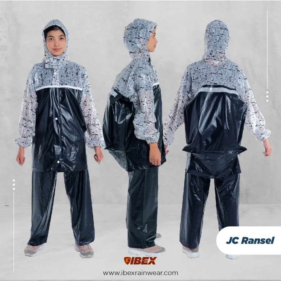 Jas Hujan Setelan Bakcpack | Jas Hujan Jaket Celana Ransel PVC Premium IBEX RANSEL