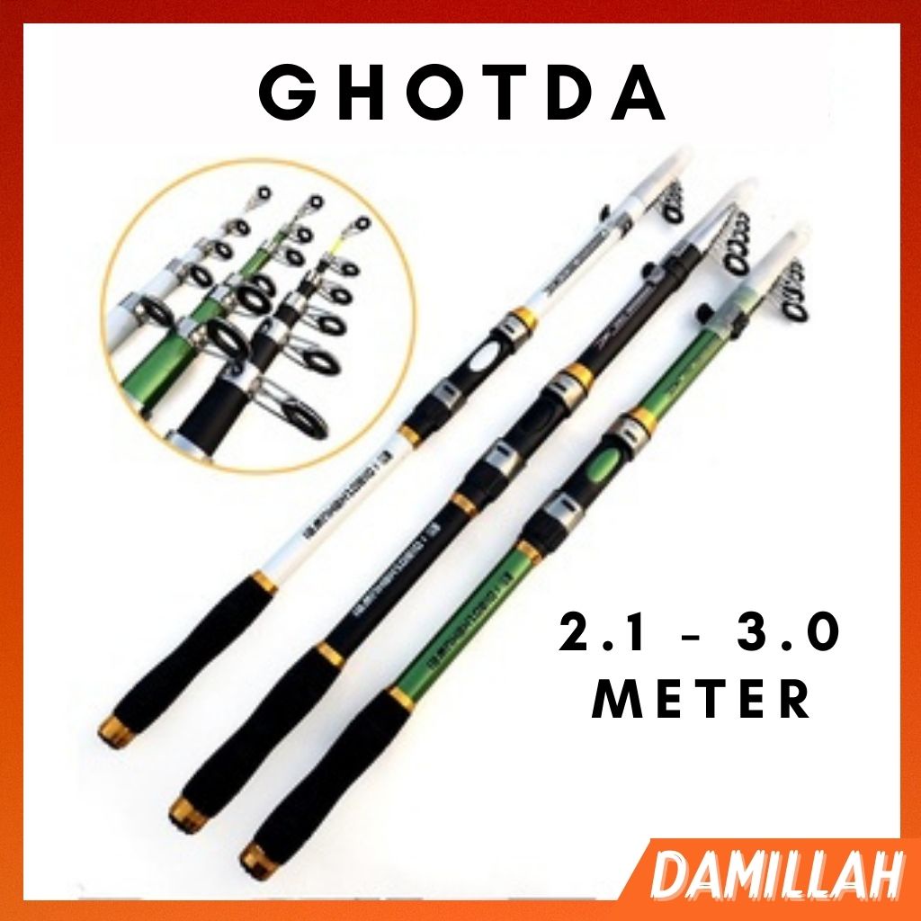 GHOTDA joran pancing 2.7 Meter portable carbon fiber telescopic 2.1M - 3M