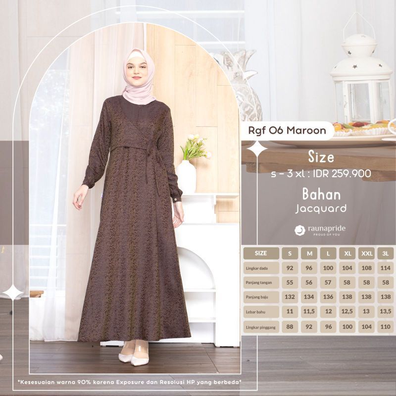 Gamis Rauna RGF 06 Maroon, Olive