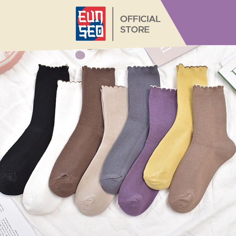 EUNSEO Kaos Kaki Wanita Panjang Japanese Edge Tube Kaoskaki Fashion Korea Women Socks