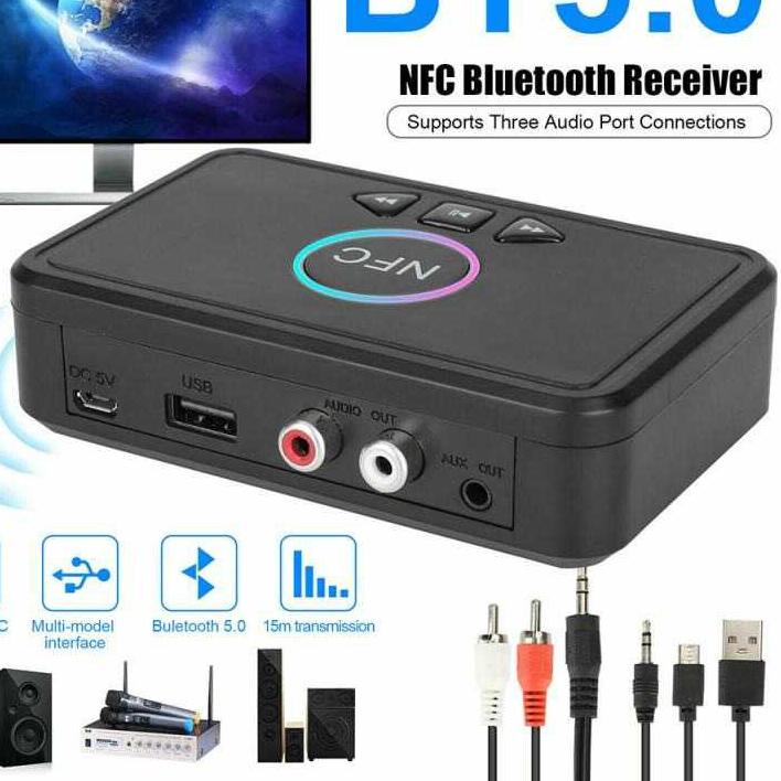 ☻ Centechia Audio Bluetooth 5.0 Receiver Adapter NFC RCA AUX Spiker Audeo Blutut Speaker Universal B