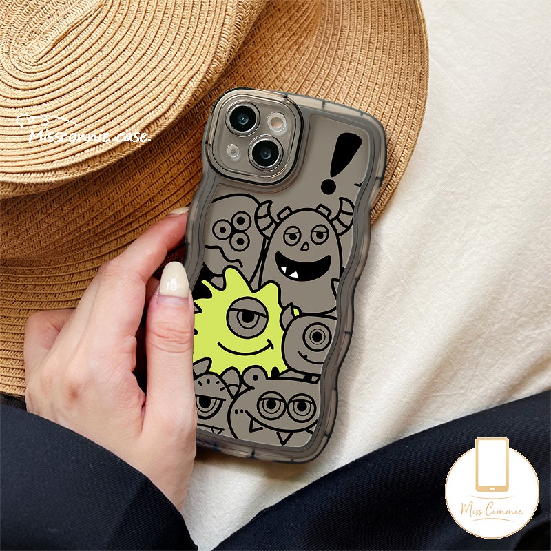 Casing Kartun Wavy Edge Case Oppo A96 A15 A78 A57 A3s A54 A17K A95 A17 A16 A7 A77s A9 A53 A12 A16s A74 A5s A55 A76 A1k A77 A5 A16K A52 Reno 8T 5F 7Z 8 6 Monster Kecil Lucu Lembut Sarung