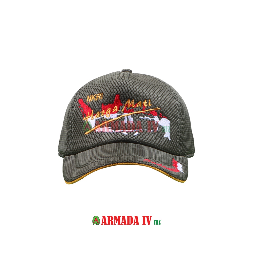 Topi Jaring Hijau NKRI HARGA MATI Topi Jala List Kuning