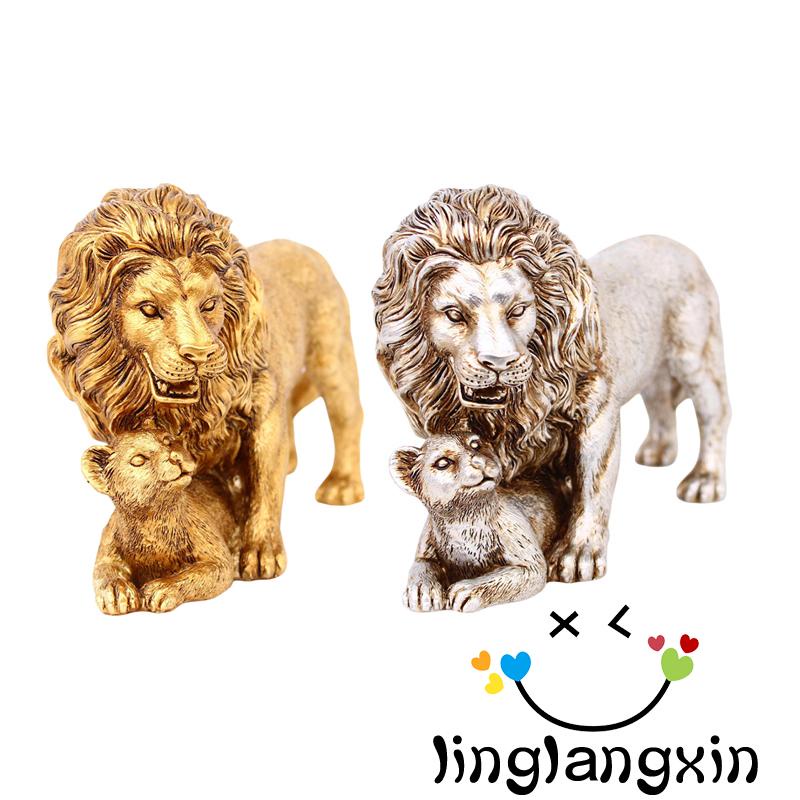 Llx-hiasan Resin Patung Patung Ayah Dan Anak Singa Untuk Dekorasi Outdoor Tabletop Meja Rumah