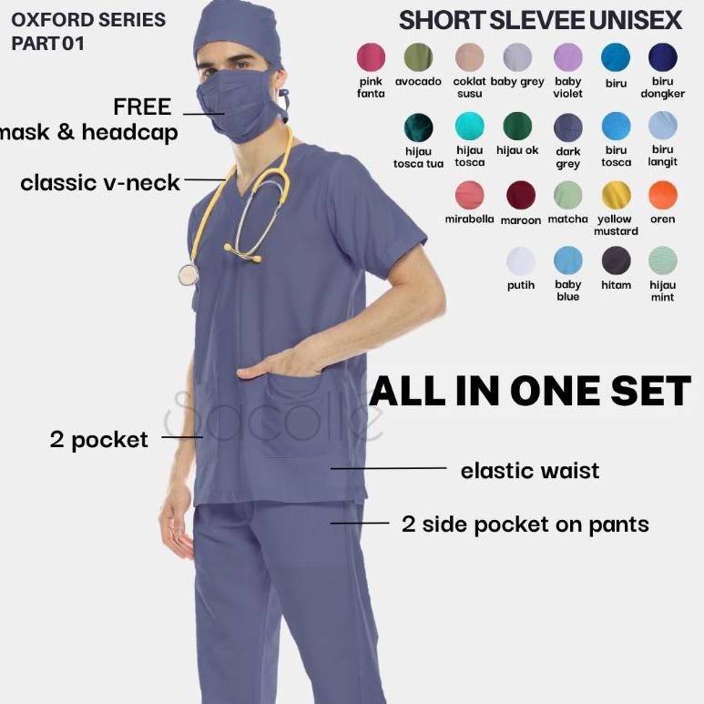 ↚ Baju Jaga / Baju OK / Baju OKA / Baju Operasi / Doctor Scrub / Seragam Medis / Baju Scrub BARU SPE