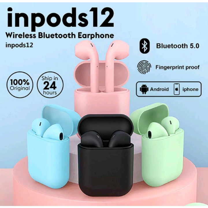 Headset Bluetooth TWS Inpods i12 Macaron Earphone