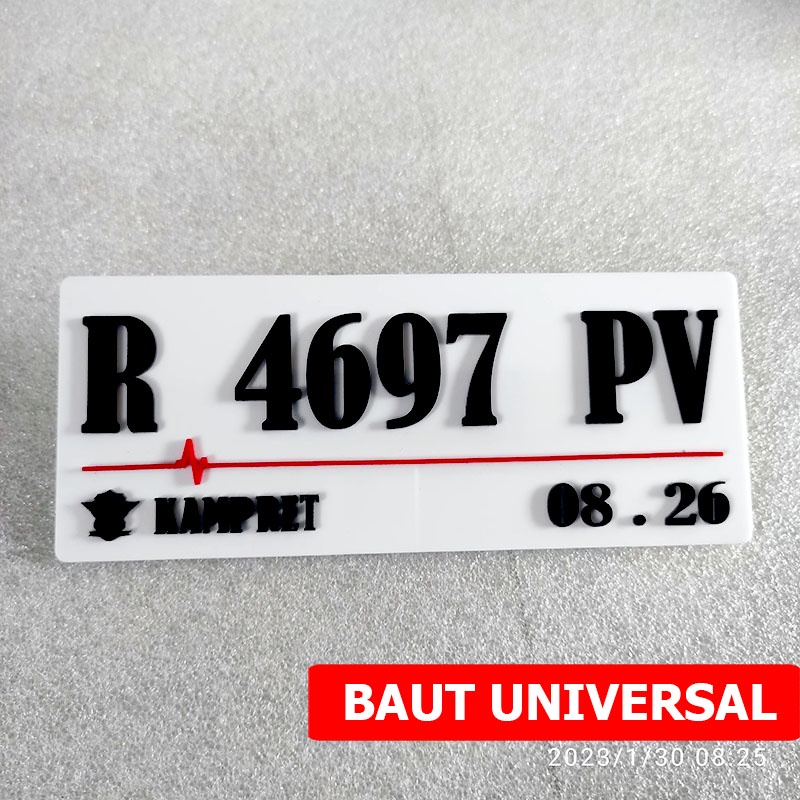 Plat Motor Timbul Akrilik Baut Universal