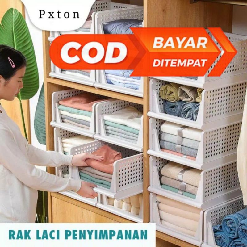 RAK LACI LIPAT STORAGE BOX RAK PAKAIAN SUSUN BARANG RAK BAJU TEMPAT BAJU