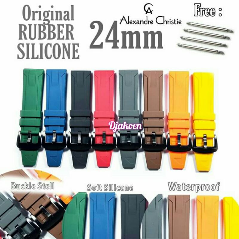 Strap rubber Ac strap Alexanderchristie 24mm strap jam tangan ac tali jam ac 24mm strap rubber impor