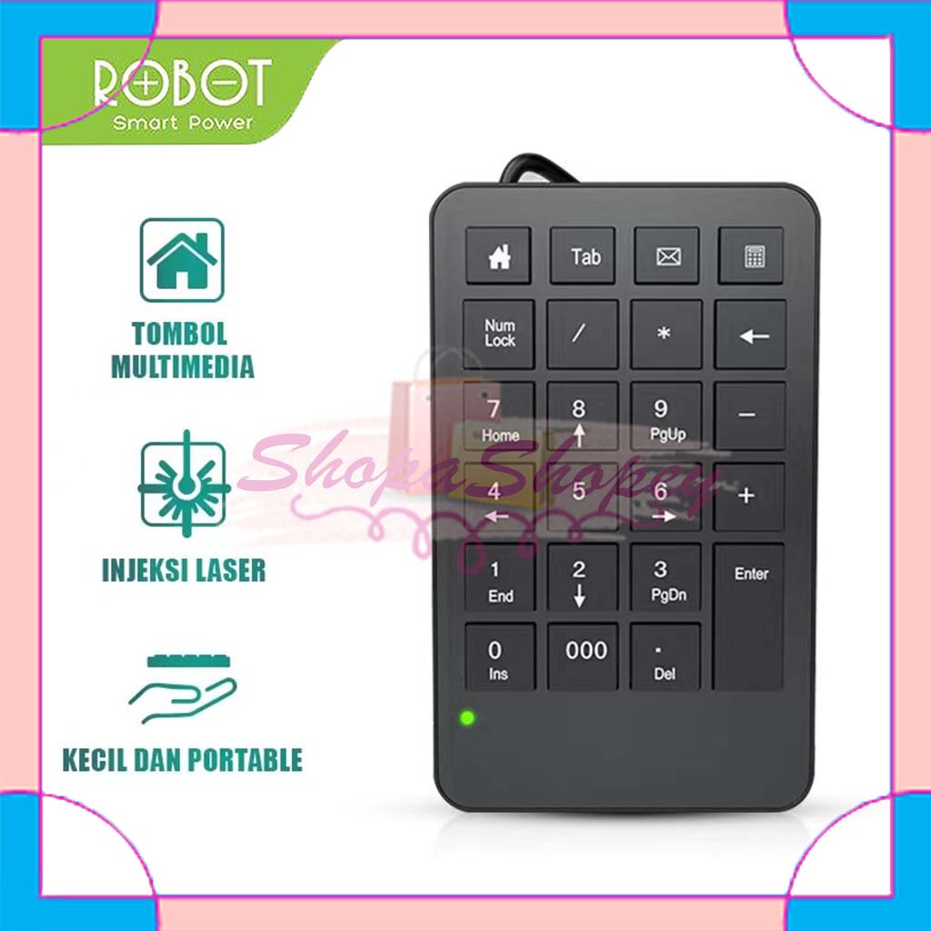 Wired Numeric Keypad ROBOT RK01 Portable Black ORIGINAL