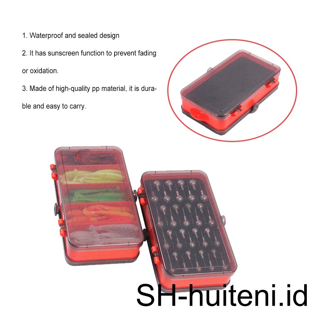 Huit Kotak Pancing Penyimpanan Umpan Lure Dua Sisi Tackle Tray Tools Container Clear Hook Gear Outdoor Grids Praktis Portable