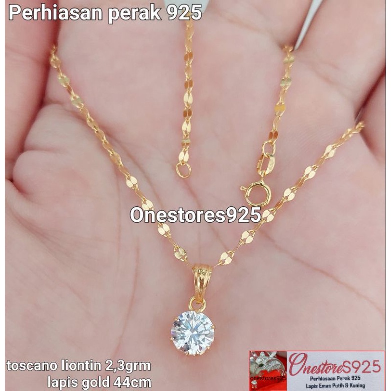 Toscano Kalung Liontin Desi Perak Asli Silver 925 Lapis Emas Kuning