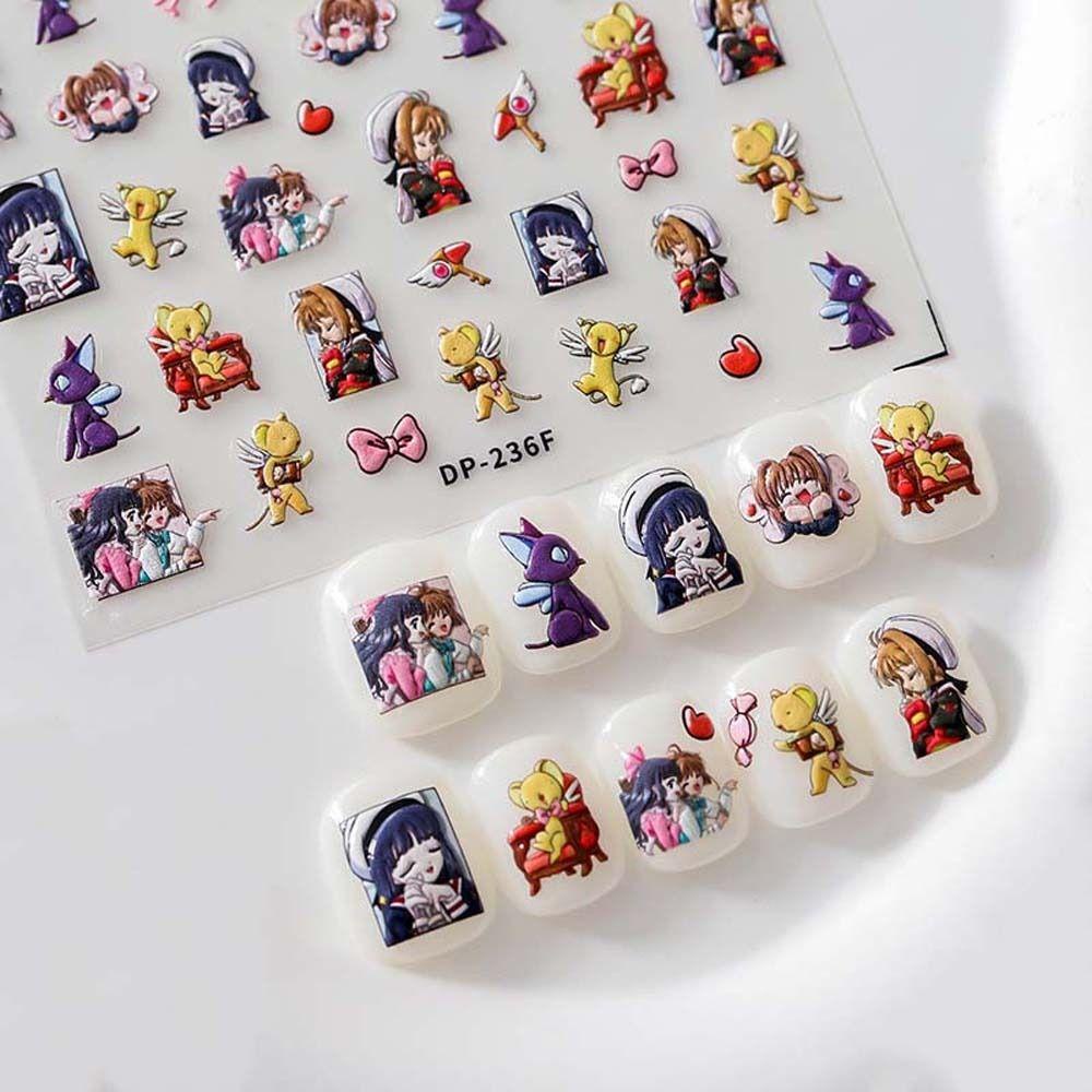 Agustina Kartun Stiker Kuku Fashion Perekat Diri Cinta Hati Manicure Aksesoris Sakura Heart Nail Stickers