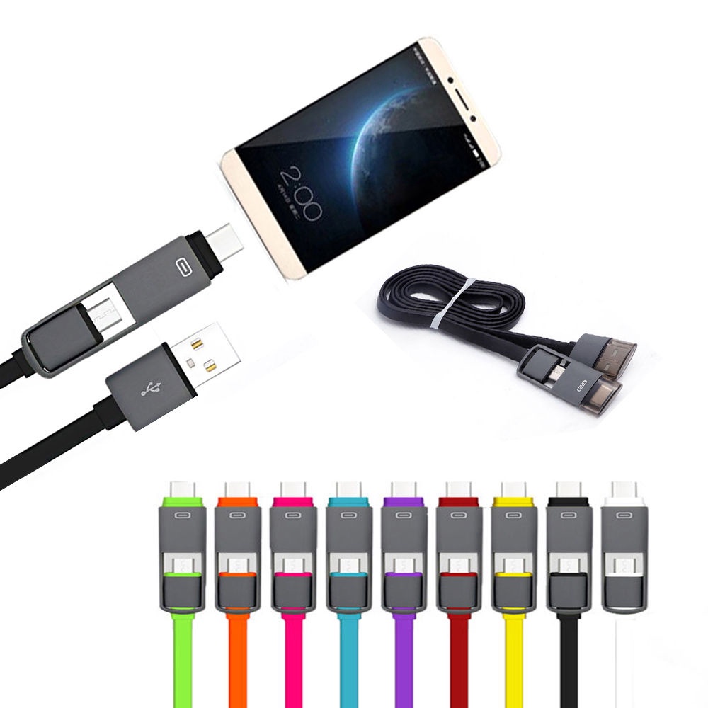 Kabel Charger Data 2in1 Type C &amp; Micro USB to USB C Untuk Android samsung huawei/Hot Sale