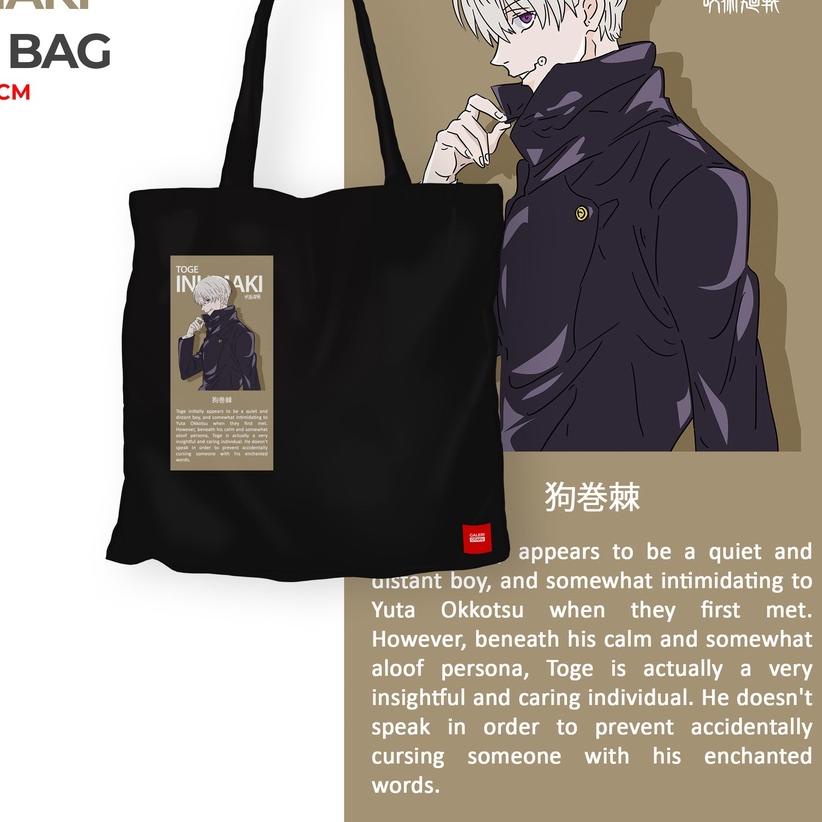 ✲ TERLARIS TOTE BAG KANVAS JUJUTSU KAISEN TOGE INUMAKI GOJO SATORU ANIME SUKUNA ☻