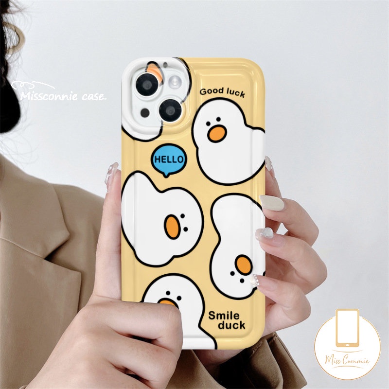 Kartun Bebek Yang Indah Casing Ponsel Kompatibel Untuk IPhone 11 Pro MAX XR 6 6S 7 8 Plus 14 13 12 11 Pro MAX X XS MAX SE 2020 Shockproof Airbag Kamera Perlindungan Lembut TPU Silicon Cover