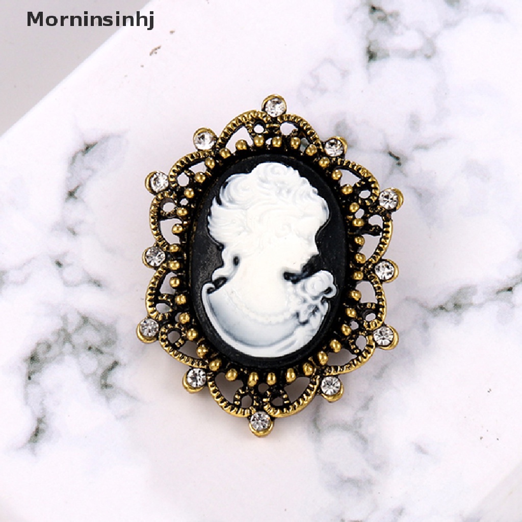 Mornin Pernikahan Retro Cameo Mutiara Kristal Berlian Imitasi Bros Pin Bunga Wanita Perhiasan id