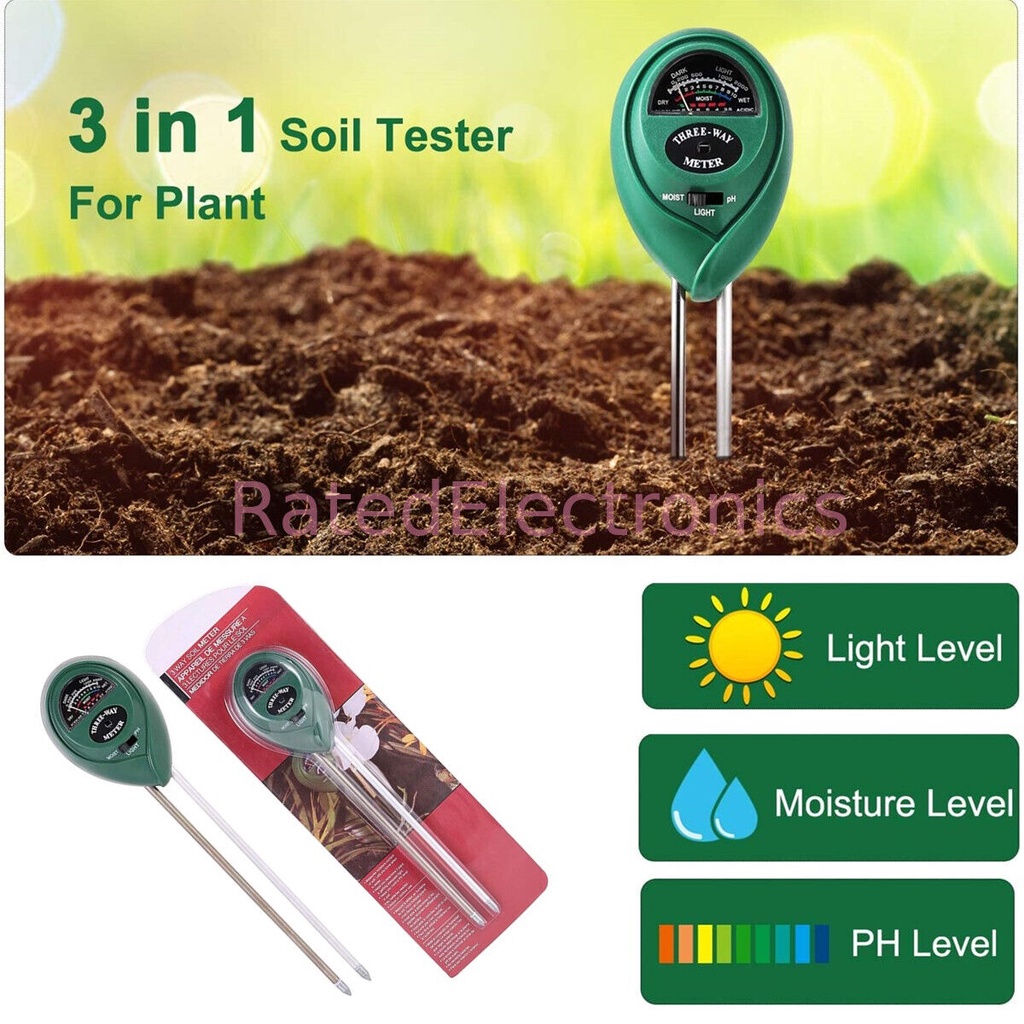 Alat Ukur pH Tanah 3 in 1 Digital Soil Moisture Analyzer Tester Meter-Aneka Importir