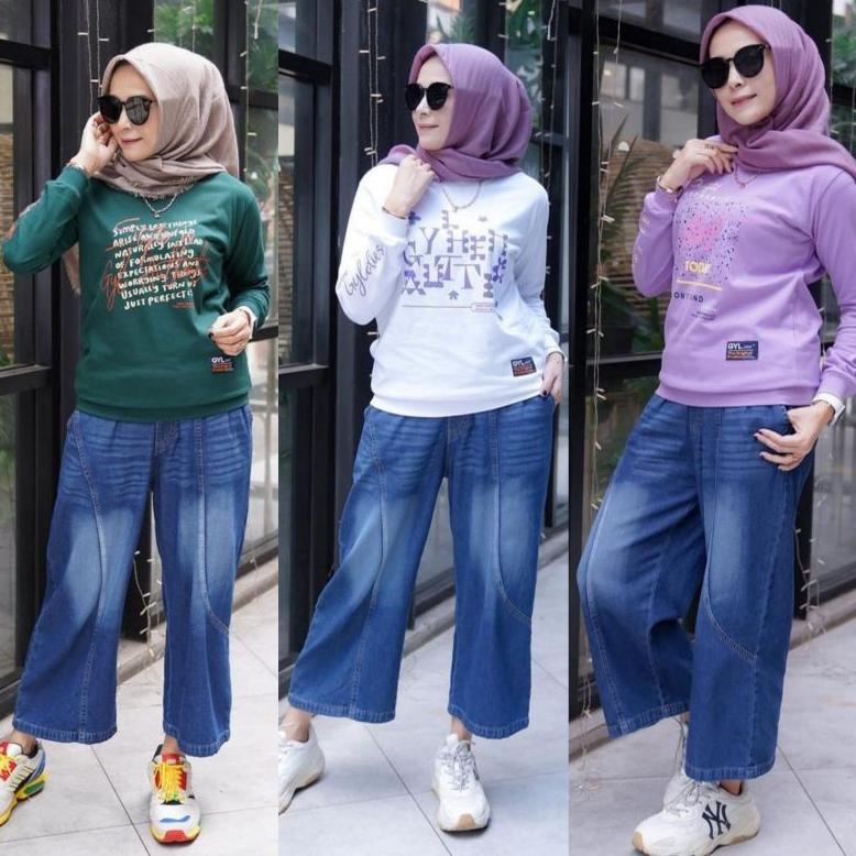 Best Seller. One Set Kulot Jeans/ Setcel Kulot Jeans / Stelan  Jeans Wanita
