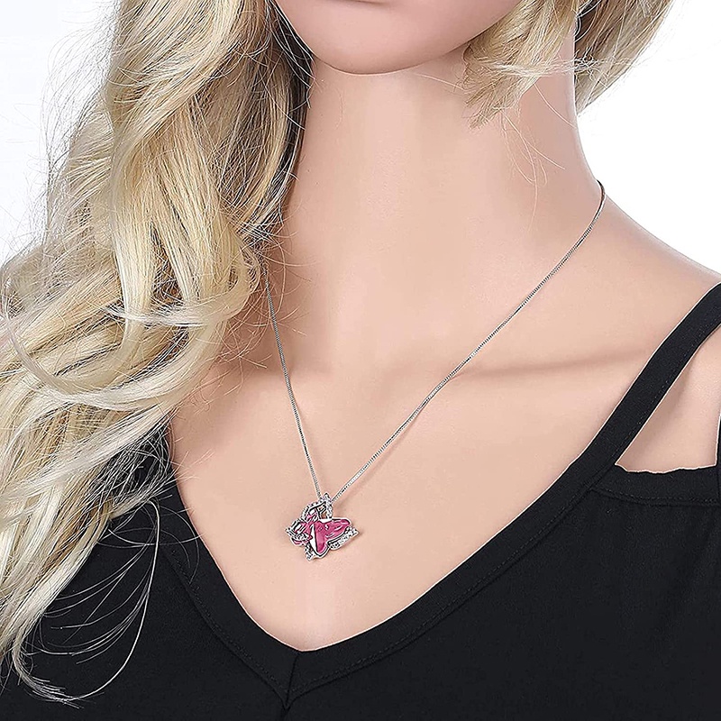 [AYBx] Baju Kaos Distro Pria Wanita Lengan Pendek Kalung Kristal Kupu-Kupu Butterfly Choker Necklace Charm Birthstone Pendant Necklace Jewelry