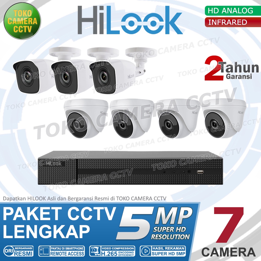PAKET CCTV HILOOK 5MP 8 CHANNEL 7CAMERA