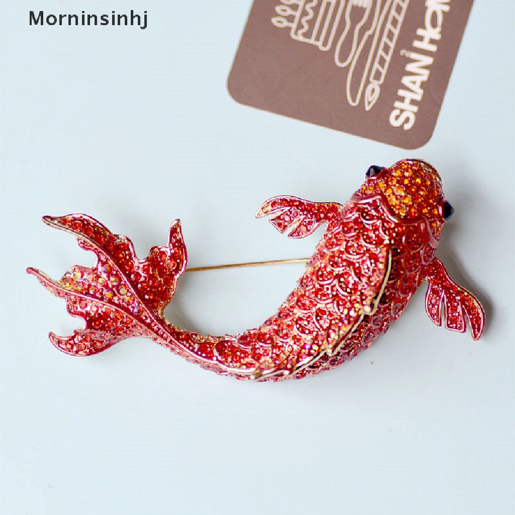 Mornin Perhiasan Bros Kristal Ikan Merah Vintage Untuk Wanita Strass Pin Dan Aksesoris id