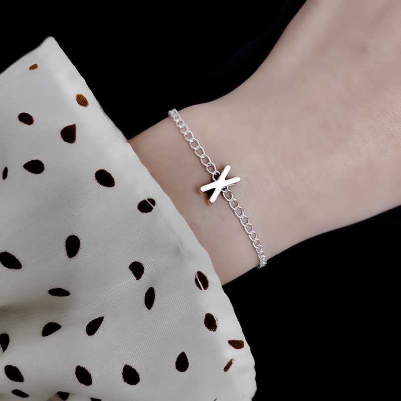 Gelang Huruf Inisial Klasik Wanita Simple26Gelang Rantai Alfabet Warna Silver Untuk Wanita Perhiasanhadiah