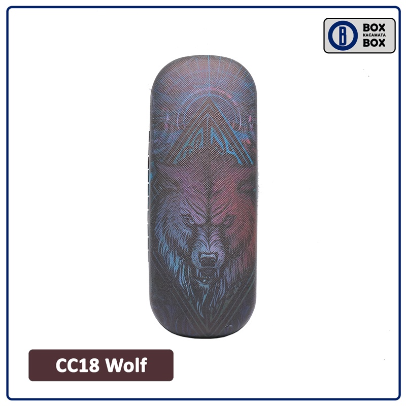 Tempat Kacamata Cepuk Magnet Motif Wolf Keren / Box Kacamata Pria Free Lap Senada New  CC18