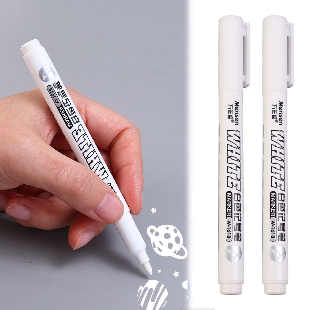 1pc Pena Cat Permanen Putih Fine Head White Marker 1mm Minyak Cepat Kering Anti Air Pena Graffiti Untuk Ban Kain Kayu