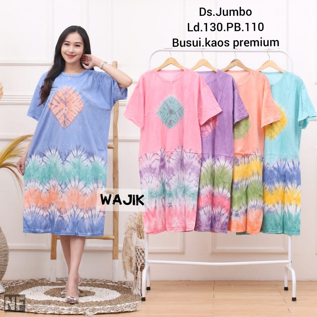 PAKET USAHA 3 PCS DASTER KAOS JUMBO TIEDYE LD 130 LENGAN PENDEK RESLETING BUSUI BUMIL KEKINIAN BATIK PEKALONGAN