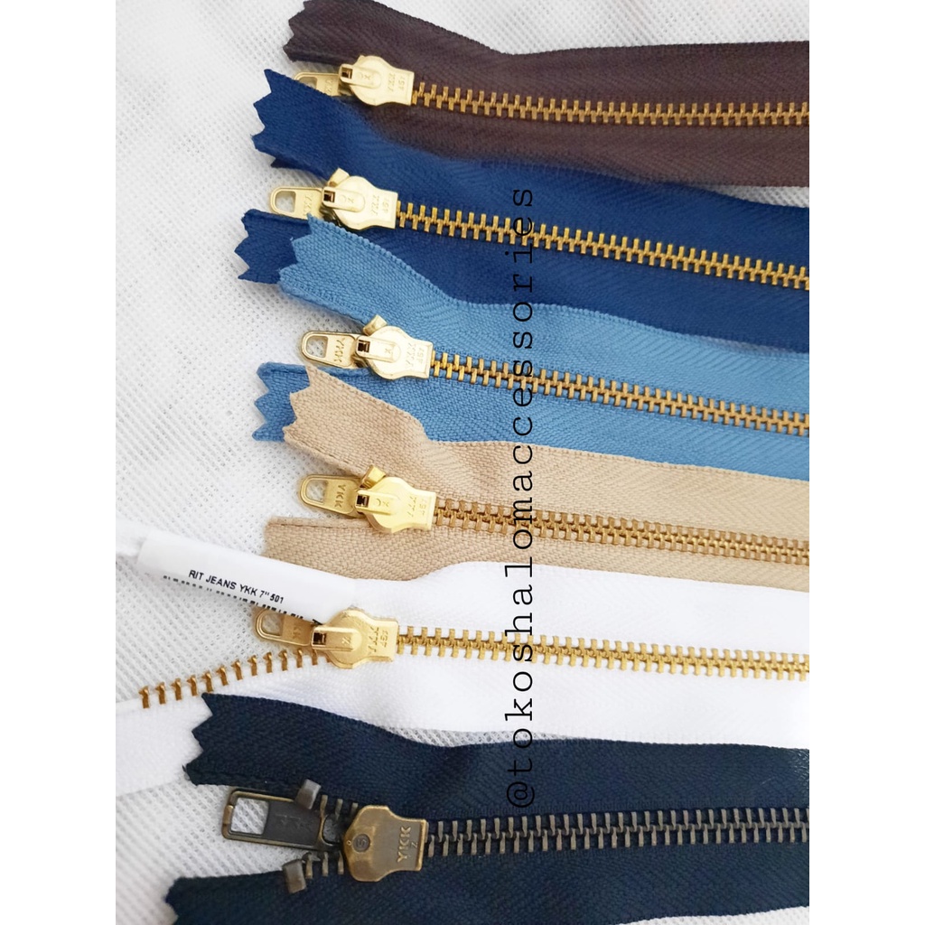 Resleting Jeans YKK Gigi Besi Emas dan bakar 6" (15 cm) Gigi/bahan celana