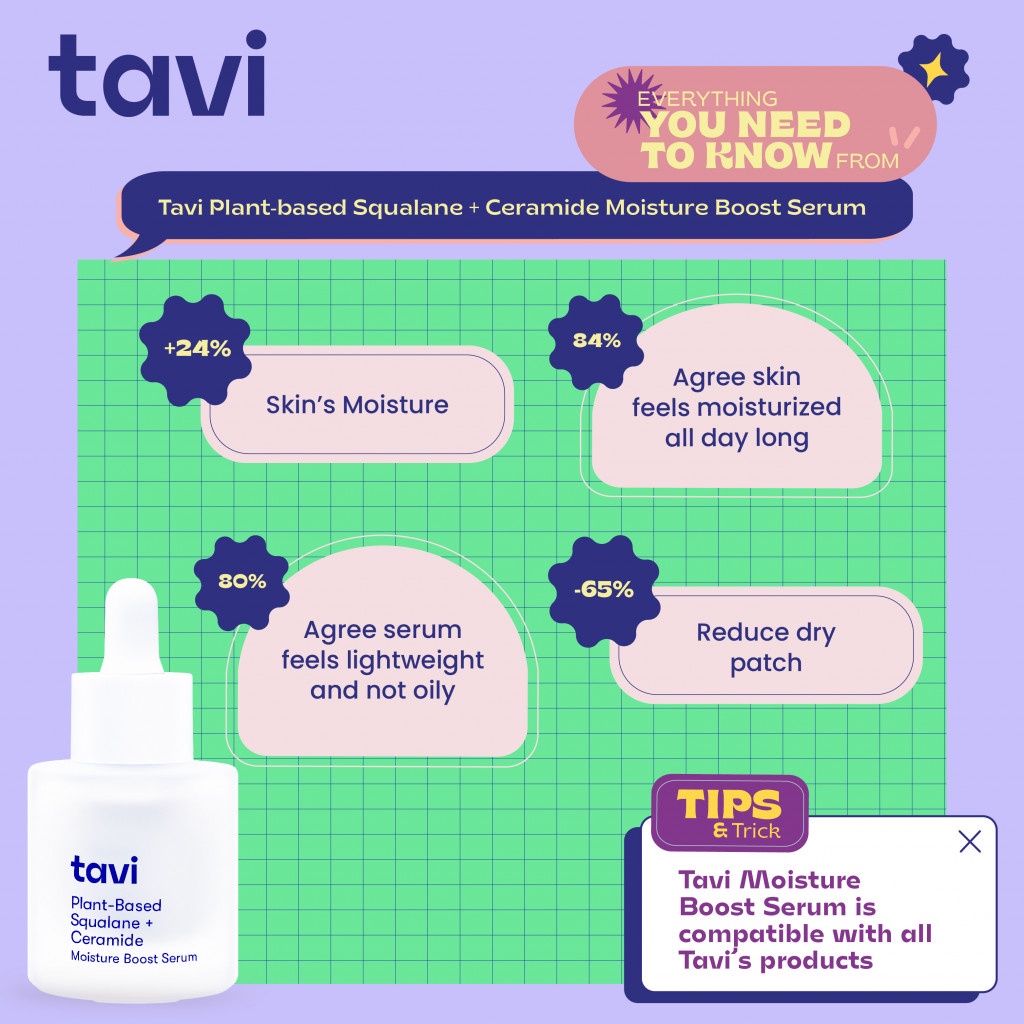 ★ BB ★ Tavi Plant-Based Squalane + Ceramide Moisture Boost Serum 30 ml - Serum pelembab harian untuk semua jenis kulit