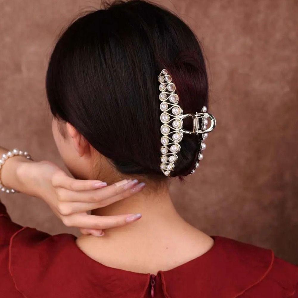 Needway Gelombang Rambut Cakar Jepit Rambut Hiu Klip Elegan Untuk Anak Perempuan Hiasan Kepala Berlian Ponytail Holder Hiasan Kepala Gaya Korea Hair Clip