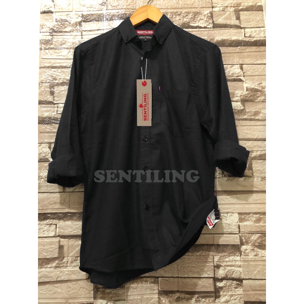 Terwuwu kemeja panjang pria cowok gatlemen cowok biru navy dongker polos formal kantor Real pick-2
