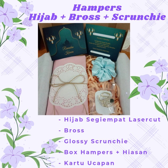 

(COD) Paket Hampers Hijab + Bros + Scrunchie / Kado Guru Wisuda Ultah Anniv