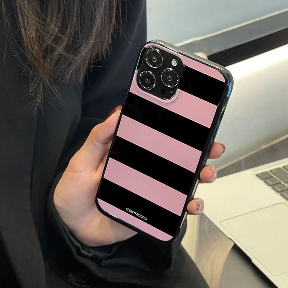 IPHONE Ins Motif Garis Cocok Untuk Iphone14 14pro 14plus 13 13mini 13pro 13prm iPhone12 7Plus 8Plus Xr XS 13 12mini Pro Max Empat Sudut Casing Ponsel Tahan Guncangan