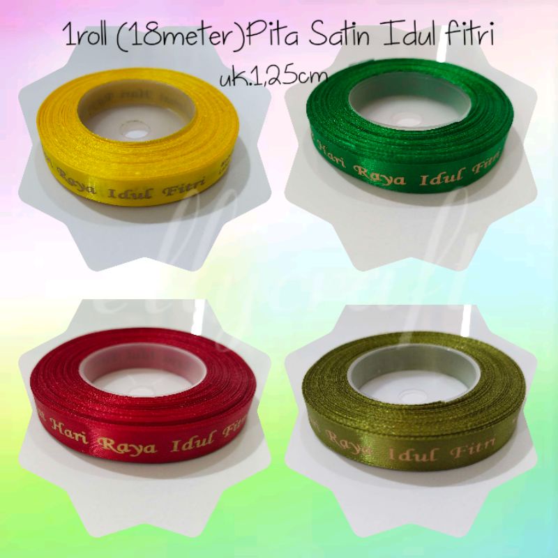 

1roll (18Meter) Pita Satin Lebaran 1,25cm/Idul Fitri/Pita kado/Pita Hampers