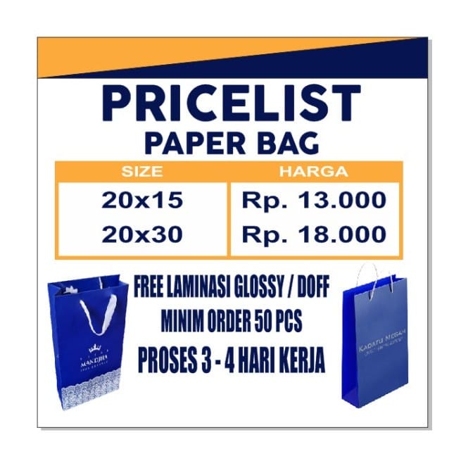 

Paper Bag Custom Full Printing Free Laminasi/Shopping Bag Kertas/Paperbag