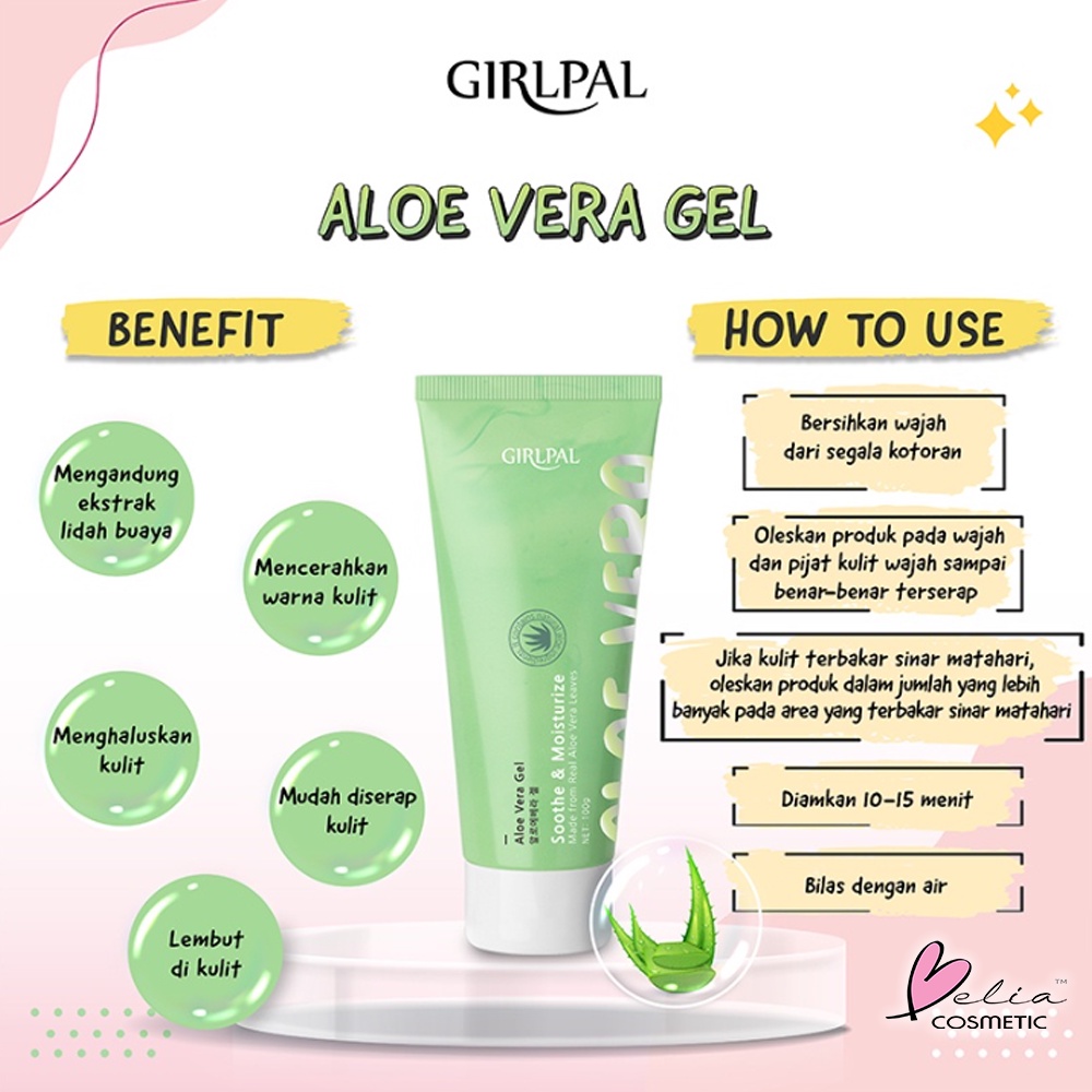 ❤ BELIA ❤ GIRLPAL Aloe Vera Gel 100g | Deep Cleansing Charcoal 100g | Centella Asiatica Peeling Gel 100g | BPOM