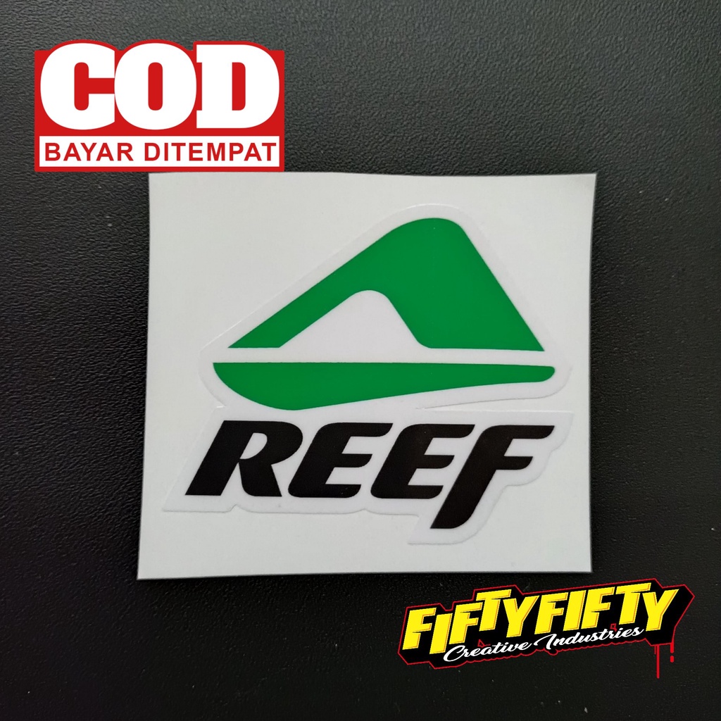 Stiker Print Cut REEF Stiker Printing Laminasi Glossy Stiker Motor Mobil Helm Sudah Membentuk Pola Desain