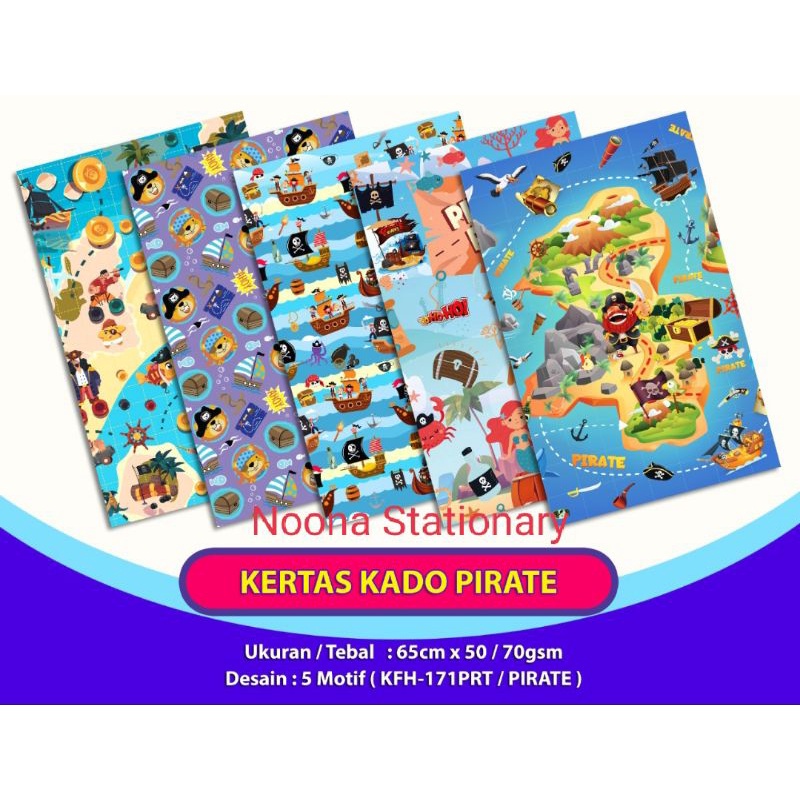 

Kertas Kado Pirate / Bajak Laut / 5 Lembar / Kertas Kado Ultah / Kertas Kado HVS