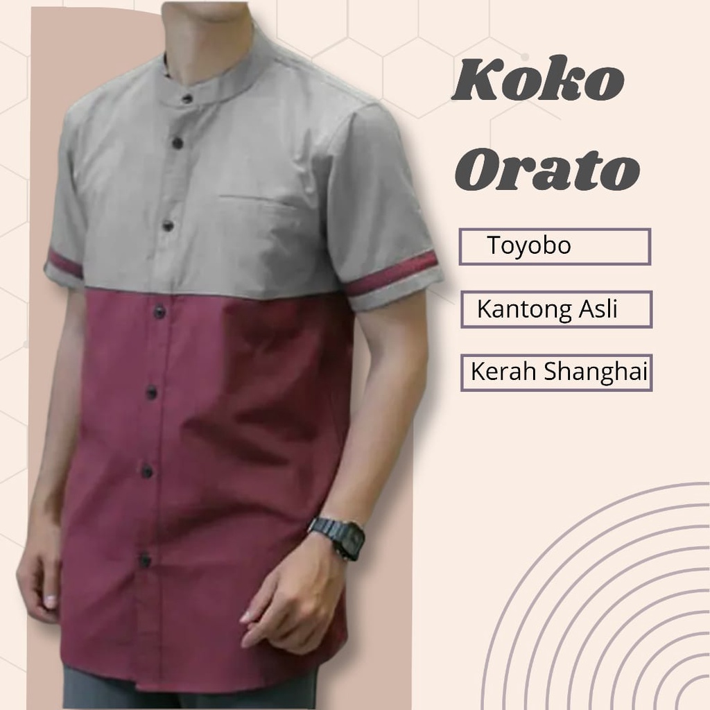 BAJU KOKO KEMEJA PRIA KERAH SHANGHAI Koko Pria Lengan Pendek Koko muslim pria fashion Muslim pria