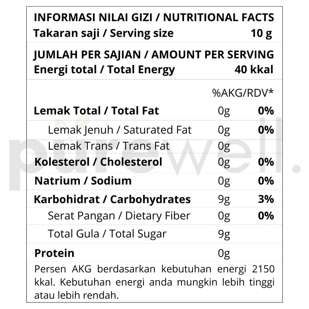 Purewell Gula Aren Semut Bubuk Organik Premium / Organic Arenga Fine Palm Sugar 500gr