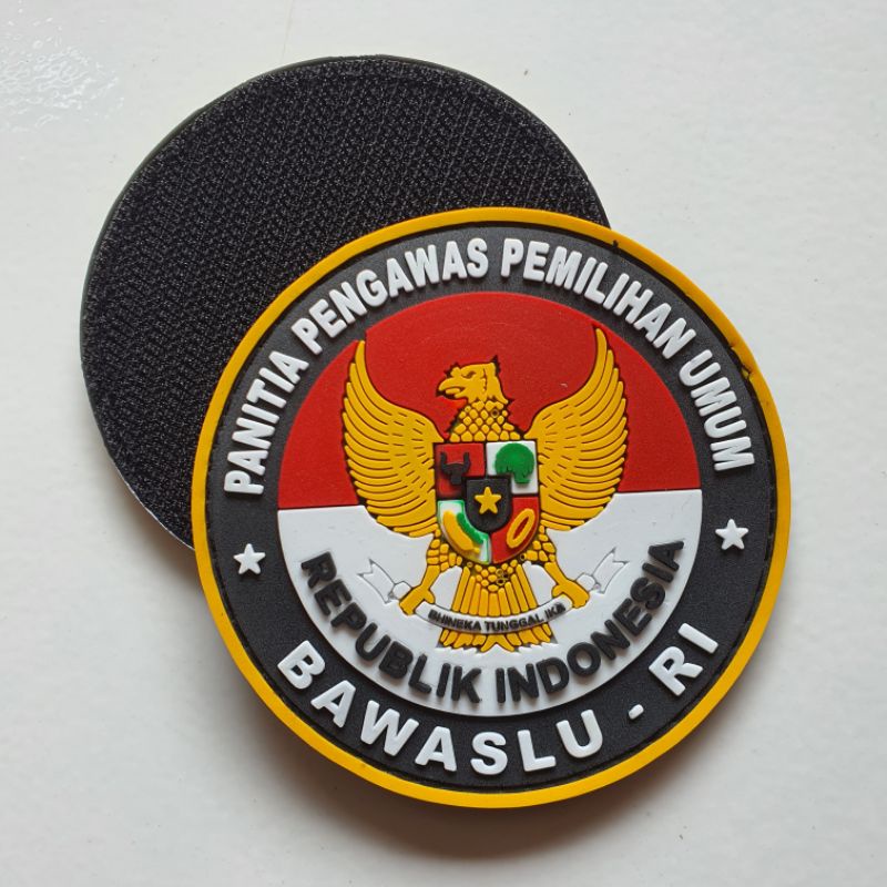 patch rubber logo bawaslu RI /badan pengawas pemilihan umum / pemilu / tempelan emblem karer velcro