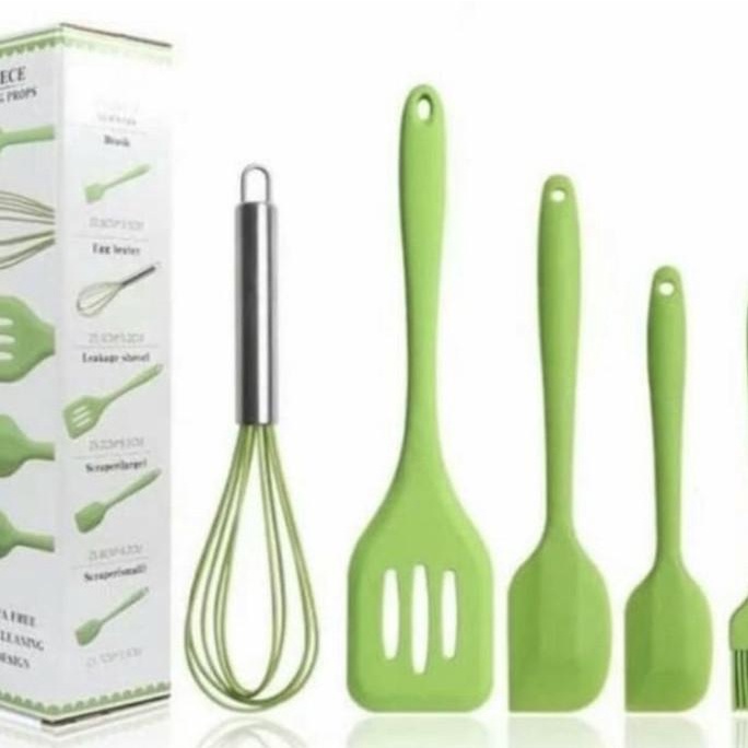 Baking Props Kocokan Telor, 3 pc Spatula & Kuas Kue Silikon