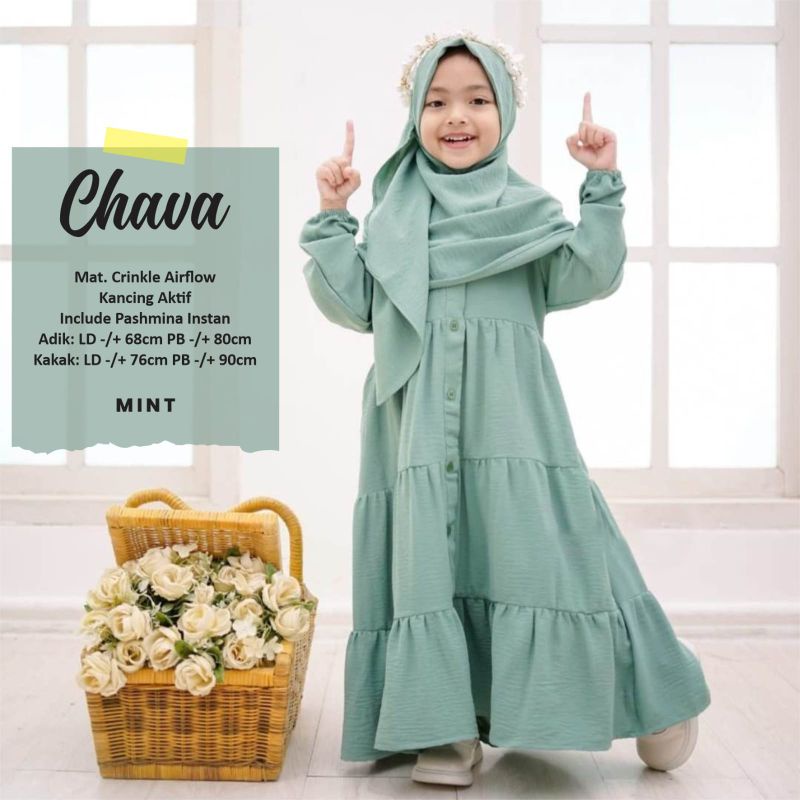 CHAVA DRES KIDS BAJU MUSLIM ANAK PEREMPUAN