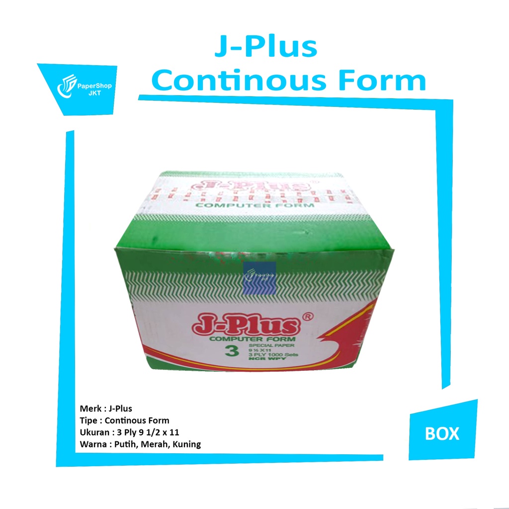 

Jplus - Continous Form 3 Ply 9 1/2 x 11 Ncr Kertas Komputer - Box