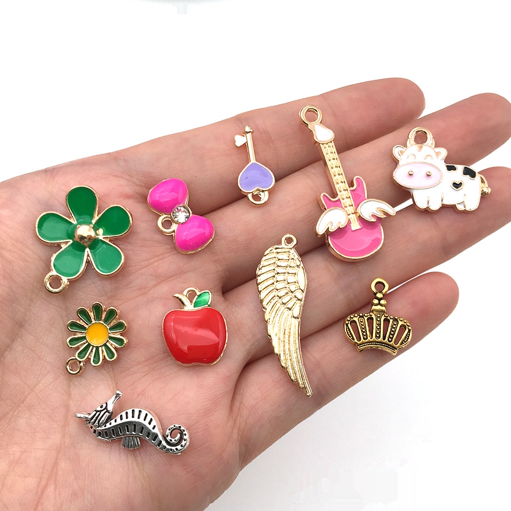 Campur 30PC Set Diy Kecil Aksesoris Dekorasi Menetes Paduan Gelang Kalung Liontin Kunci Cincin Aksesoris Liontin