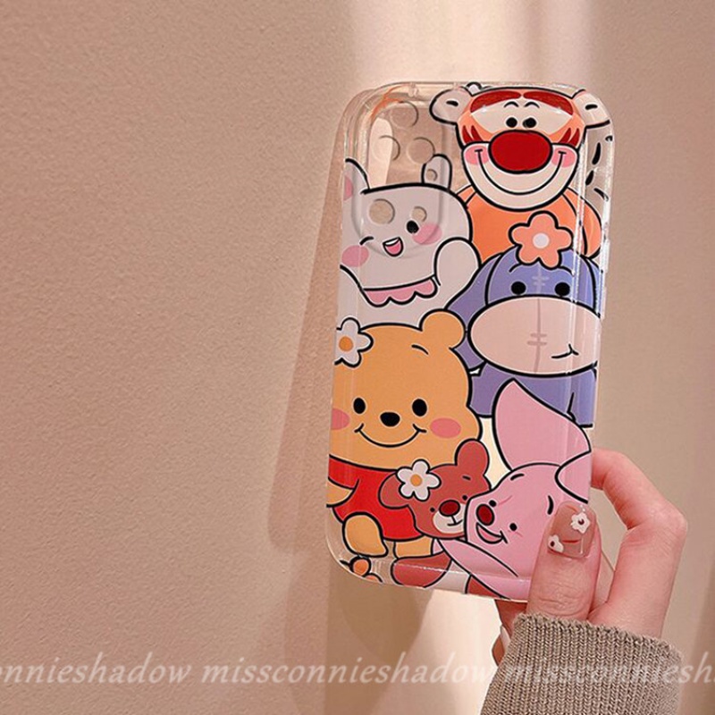 IPHONE Kartun Lucu Disney Winnie the Pooh Manyo Piglet Tigger Casing Kompatibel Untuk Iphone11 14 13 12 Pro MAX 7plus XR 6 6S 7 8 Plus X XS MAX Airbag Shockproof Soft Case Silicon Cover